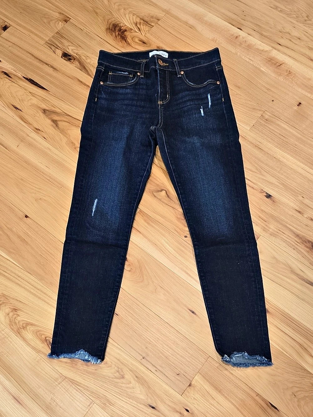 LOFT The Skinny Raw Hem Jeans Skinny Jeans Blue Waist 27